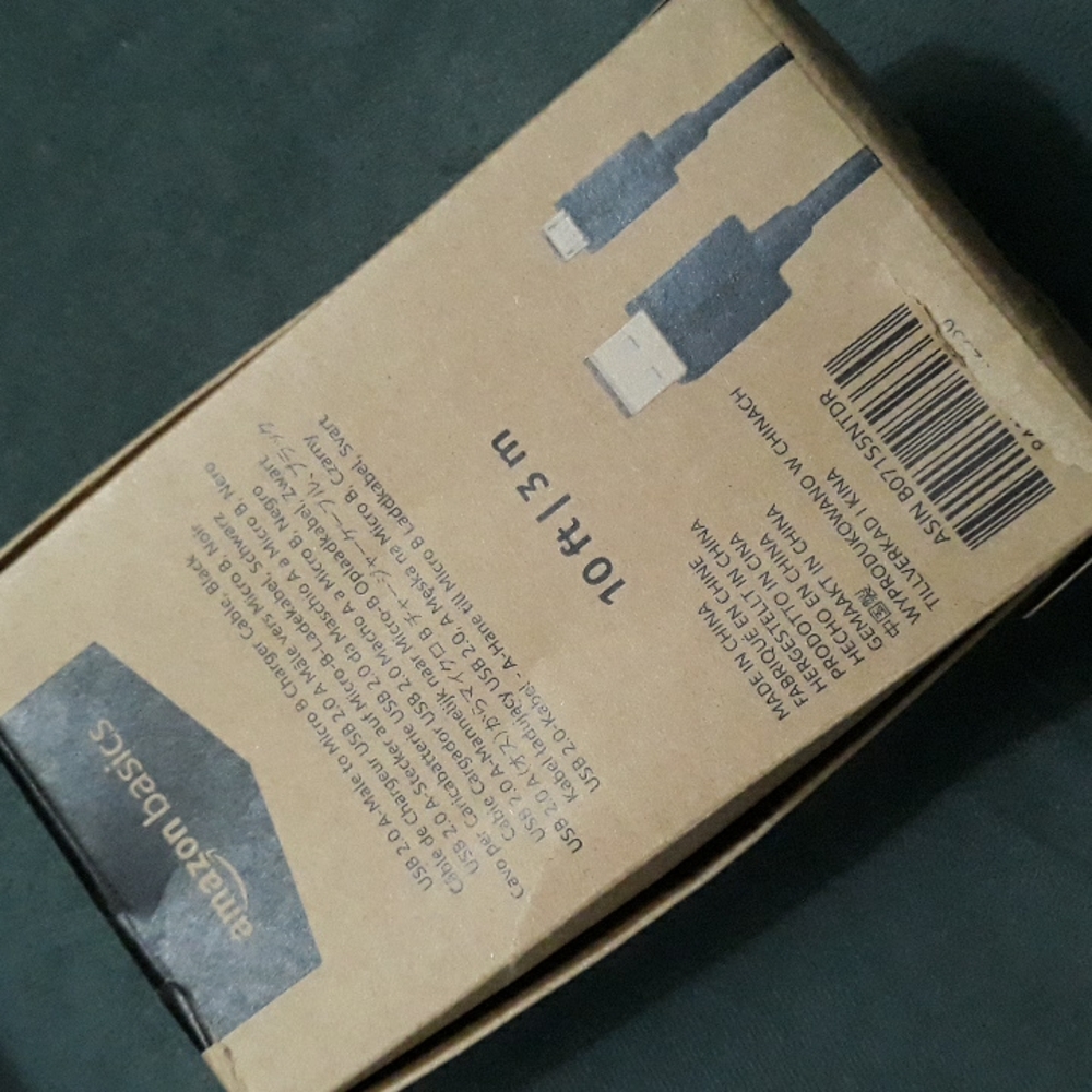 USB 2.0 A-Male to Micro B black charger cable 10 feet long. Android compatible.
